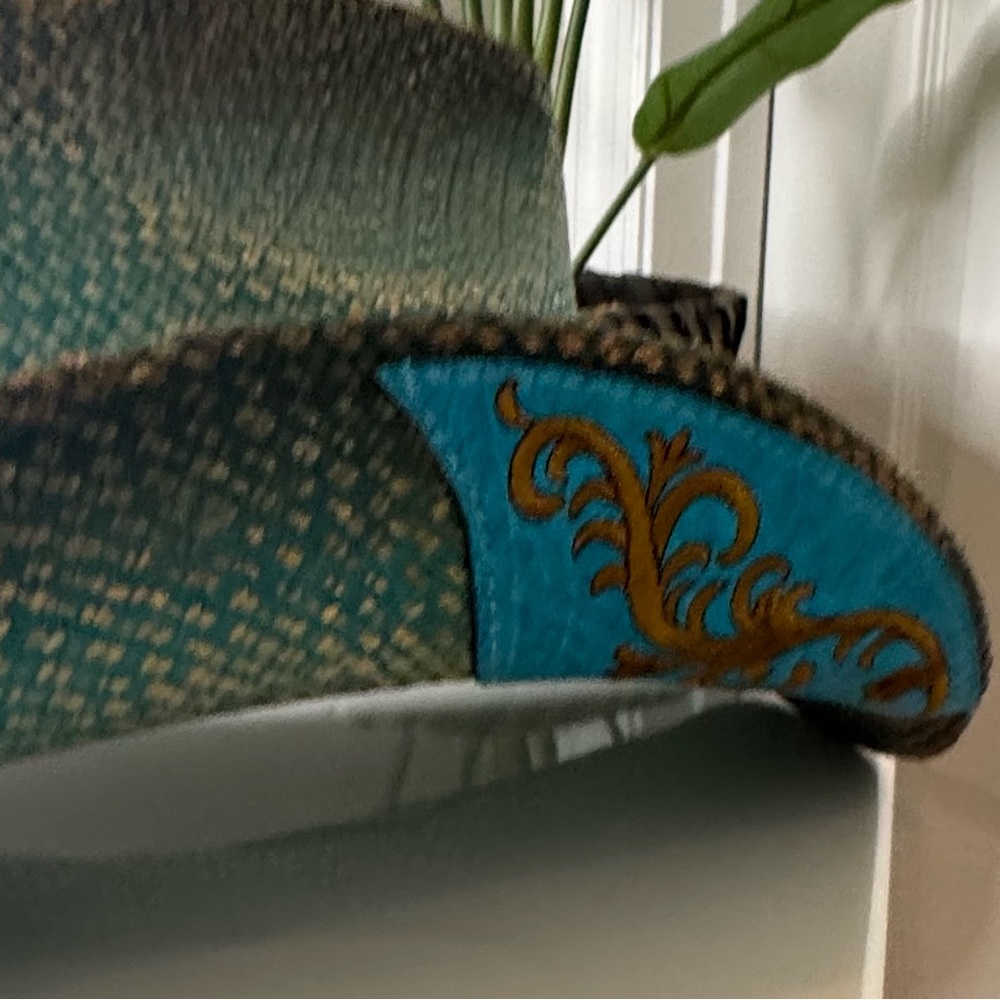Stampede Turquoise Western Cowboy Hat with Decorative Band Size M - Picture 3 of 14